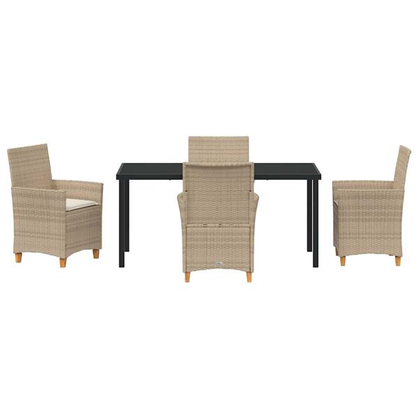 Grote foto vidaxl tuin eetset 5 pcs beige poly rattan tuin en terras tuinmeubelen