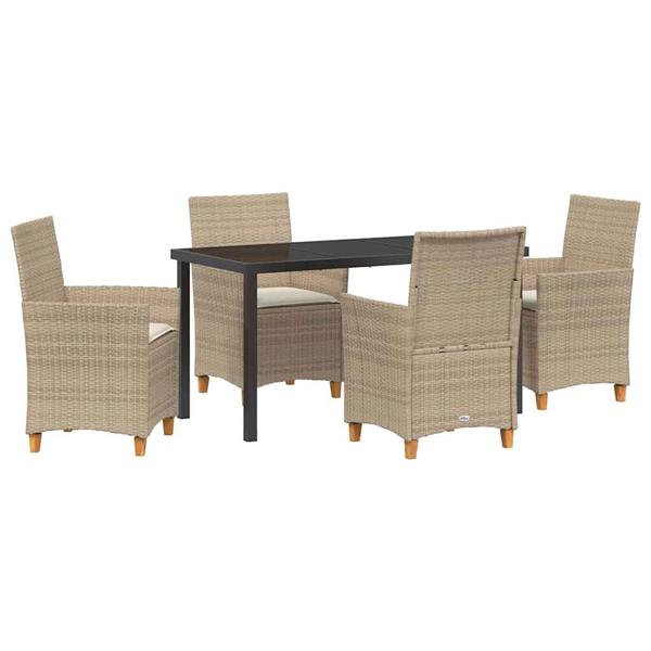 Grote foto vidaxl tuin eetset 5 pcs beige poly rattan tuin en terras tuinmeubelen