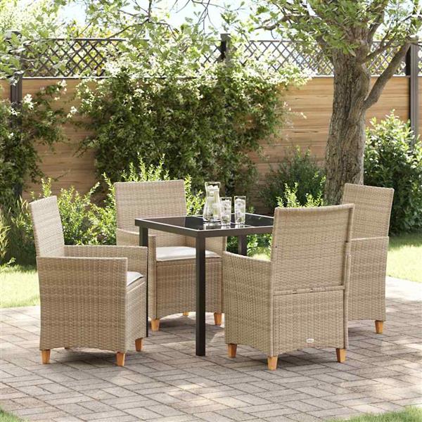 Grote foto vidaxl tuin eetset 5 pcs beige poly rattan tuin en terras tuinmeubelen