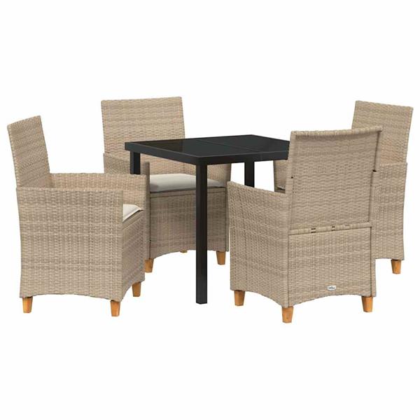 Grote foto vidaxl tuin eetset 5 pcs beige poly rattan tuin en terras tuinmeubelen