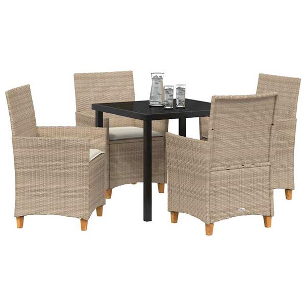 Grote foto vidaxl tuin eetset 5 pcs beige poly rattan tuin en terras tuinmeubelen