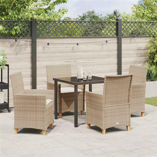 Grote foto vidaxl tuin eetset 5 pcs beige poly rattan tuin en terras tuinmeubelen