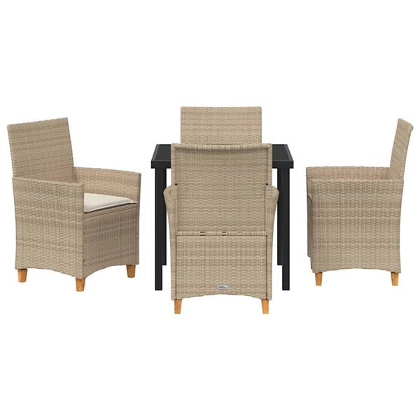 Grote foto vidaxl tuin eetset 5 pcs beige poly rattan tuin en terras tuinmeubelen