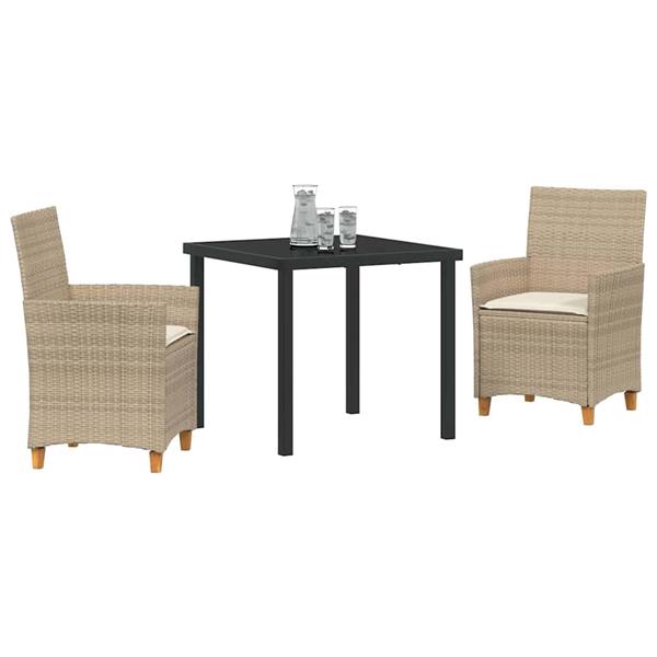 Grote foto vidaxl tuin eetset 3 pcs beige poly rattan tuin en terras tuinmeubelen