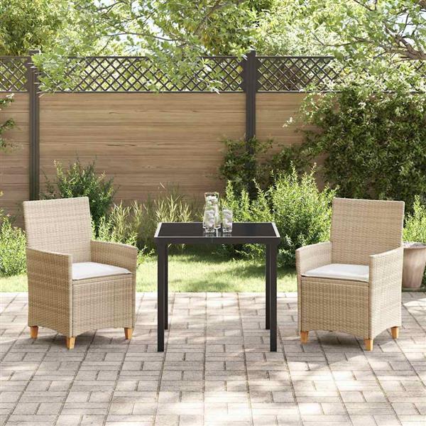 Grote foto vidaxl tuin eetset 3 pcs beige poly rattan tuin en terras tuinmeubelen