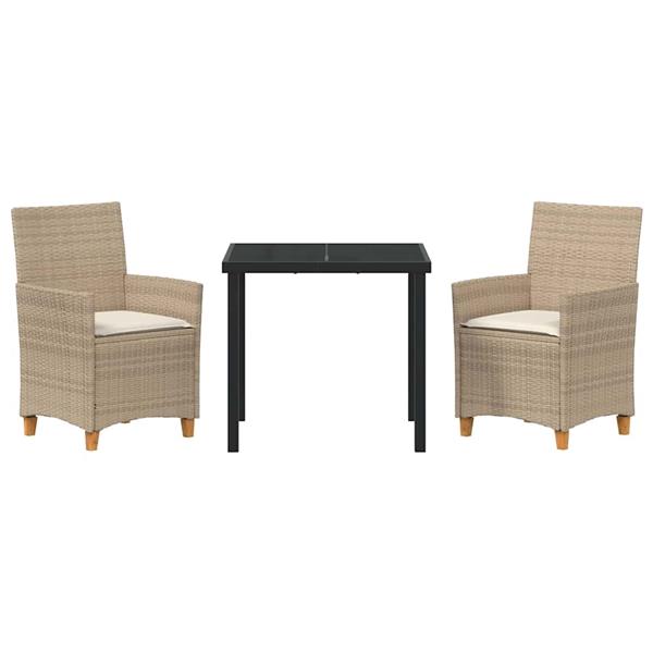 Grote foto vidaxl tuin eetset 3 pcs beige poly rattan tuin en terras tuinmeubelen