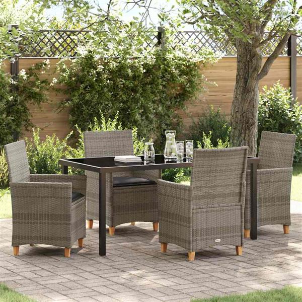 Grote foto vidaxl tuin eetset 5 pcs grijs poly rattan tuin en terras tuinmeubelen