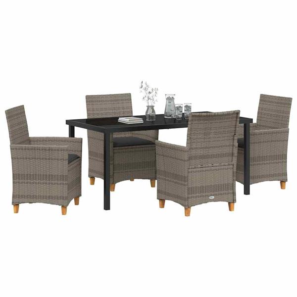 Grote foto vidaxl tuin eetset 5 pcs grijs poly rattan tuin en terras tuinmeubelen
