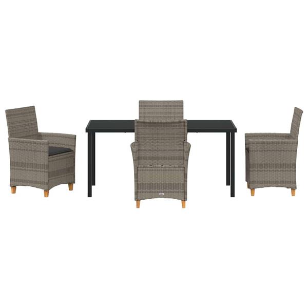 Grote foto vidaxl tuin eetset 5 pcs grijs poly rattan tuin en terras tuinmeubelen