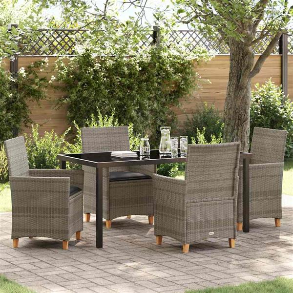 Grote foto vidaxl tuin eetset 5 pcs grijs poly rattan tuin en terras tuinmeubelen
