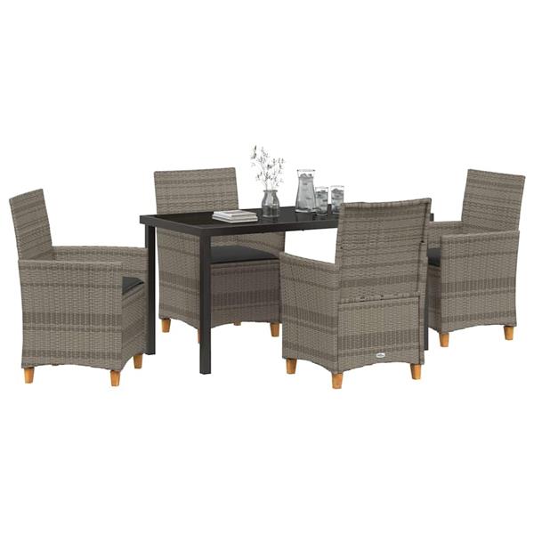 Grote foto vidaxl tuin eetset 5 pcs grijs poly rattan tuin en terras tuinmeubelen