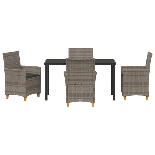 Grote foto vidaxl tuin eetset 5 pcs grijs poly rattan tuin en terras tuinmeubelen