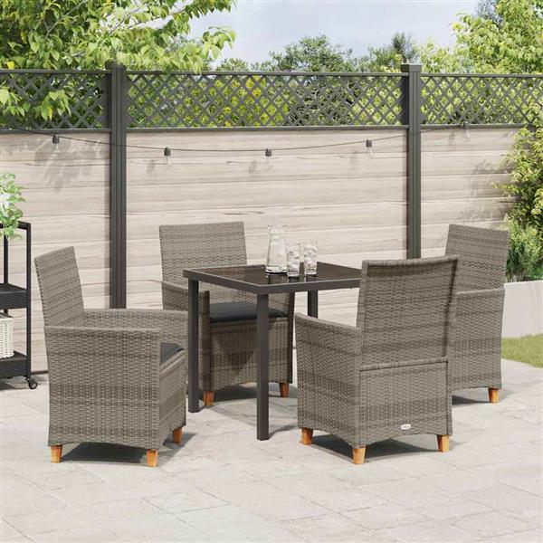 Grote foto vidaxl tuin eetset 5 pcs grijs poly rattan tuin en terras tuinmeubelen