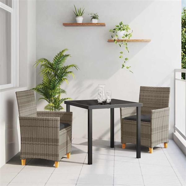 Grote foto vidaxl tuin eetset 3 pcs grijs poly rattan tuin en terras tuinmeubelen