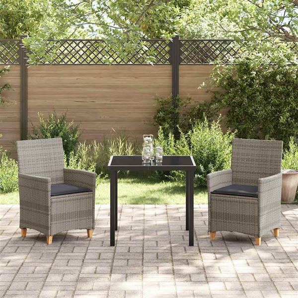 Grote foto vidaxl tuin eetset 3 pcs grijs poly rattan tuin en terras tuinmeubelen