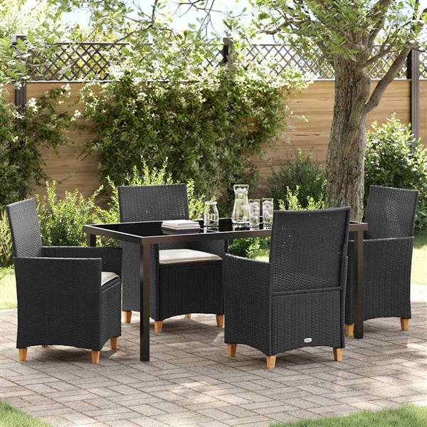 Grote foto vidaxl tuin eetset 5 pcs zwart poly rattan tuin en terras tuinmeubelen