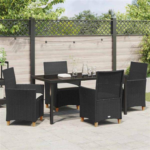 Grote foto vidaxl tuin eetset 5 pcs zwart poly rattan tuin en terras tuinmeubelen