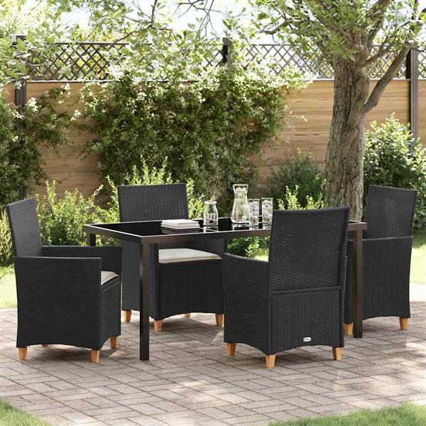 Grote foto vidaxl tuin eetset 5 pcs zwart poly rattan tuin en terras tuinmeubelen