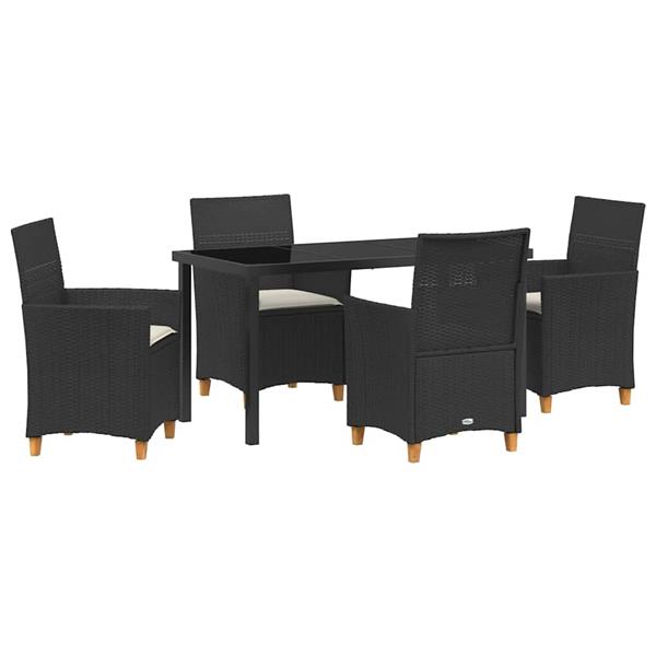 Grote foto vidaxl tuin eetset 5 pcs zwart poly rattan tuin en terras tuinmeubelen