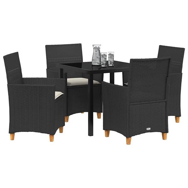 Grote foto vidaxl tuin eetset 5 pcs zwart poly rattan tuin en terras tuinmeubelen
