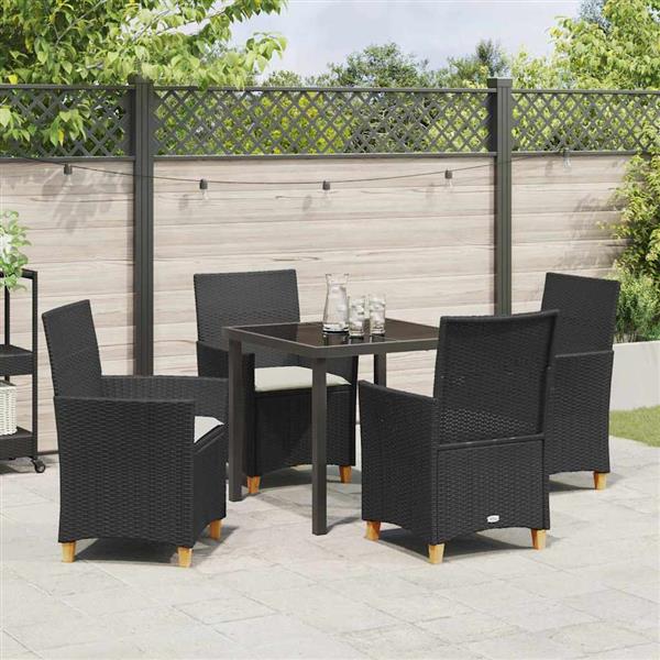 Grote foto vidaxl tuin eetset 5 pcs zwart poly rattan tuin en terras tuinmeubelen