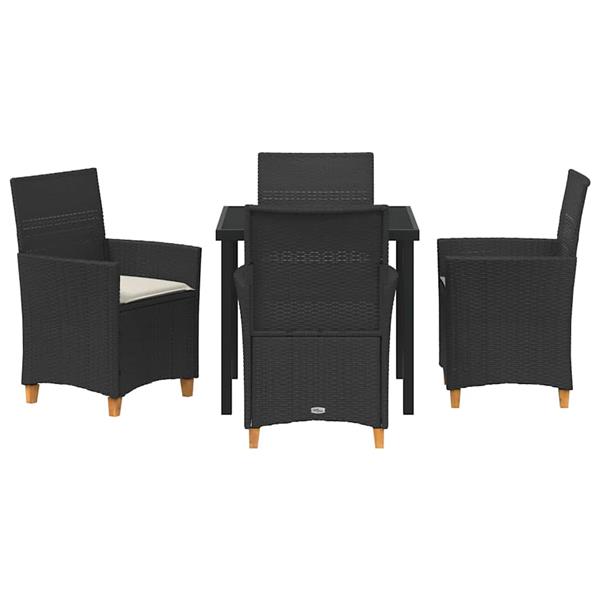 Grote foto vidaxl tuin eetset 5 pcs zwart poly rattan tuin en terras tuinmeubelen