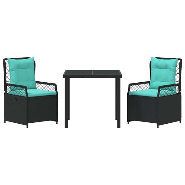 Grote foto vidaxl tuin eetset 3 pcs zwart poly rattan tuin en terras tuinmeubelen