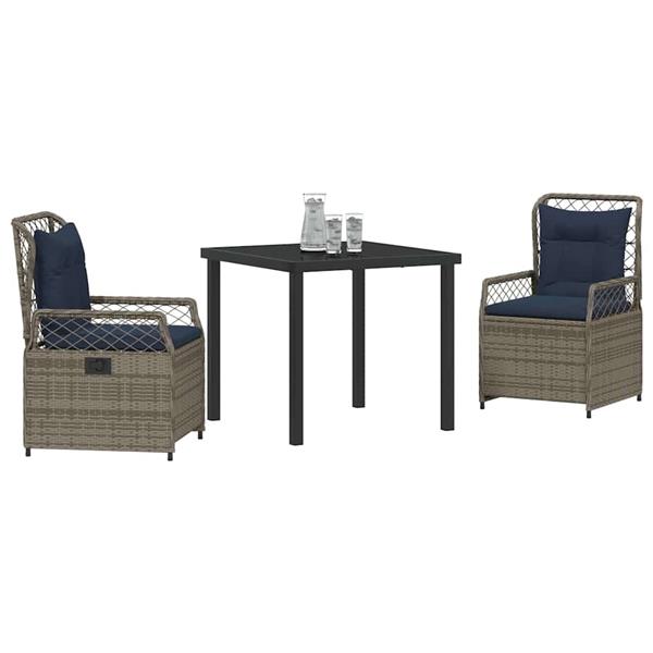 Grote foto vidaxl tuin eetset 3 pcs grijs poly rattan tuin en terras tuinmeubelen