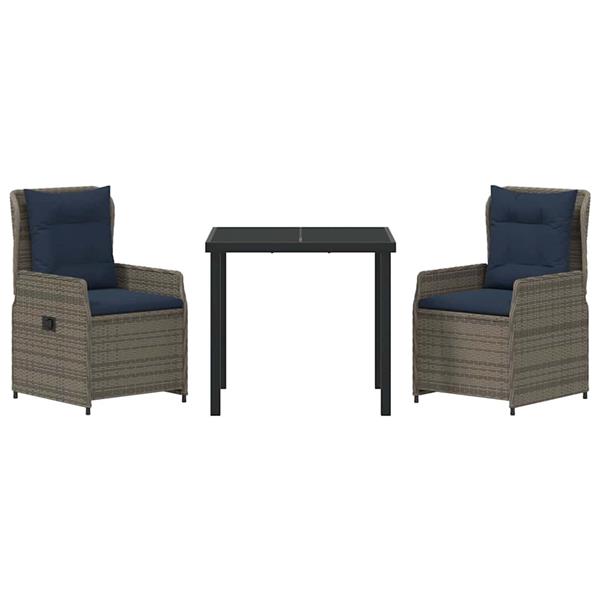 Grote foto vidaxl tuin eetset 3 pcs grijs poly riet tuin en terras tuinmeubelen