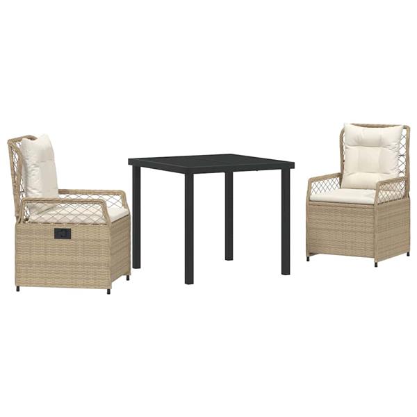 Grote foto vidaxl tuin eetset 3 pcs beige poly rattan tuin en terras tuinmeubelen