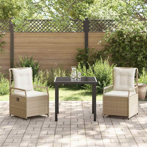 Grote foto vidaxl tuin eetset 3 pcs beige poly rattan tuin en terras tuinmeubelen