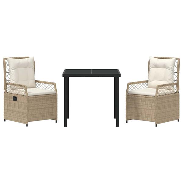 Grote foto vidaxl tuin eetset 3 pcs beige poly rattan tuin en terras tuinmeubelen