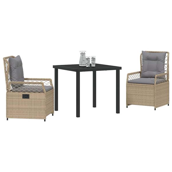 Grote foto vidaxl tuin eetset 3 pcs beige poly rattan tuin en terras tuinmeubelen