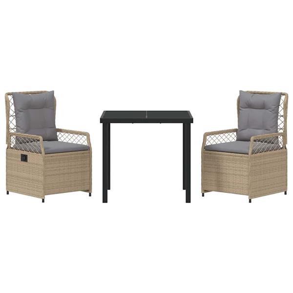 Grote foto vidaxl tuin eetset 3 pcs beige poly rattan tuin en terras tuinmeubelen