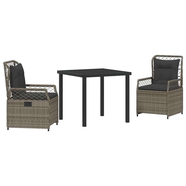 Grote foto vidaxl tuin eetset 3 pcs grijs poly rattan tuin en terras tuinmeubelen