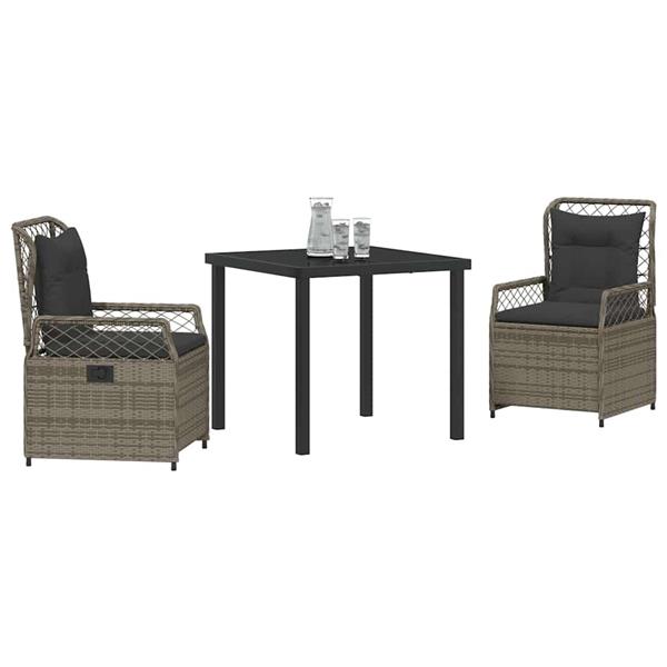 Grote foto vidaxl tuin eetset 3 pcs grijs poly rattan tuin en terras tuinmeubelen