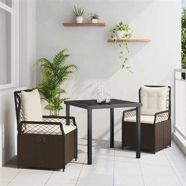 Grote foto vidaxl tuin eetset 3 pcs bruin poly rattan tuin en terras tuinmeubelen