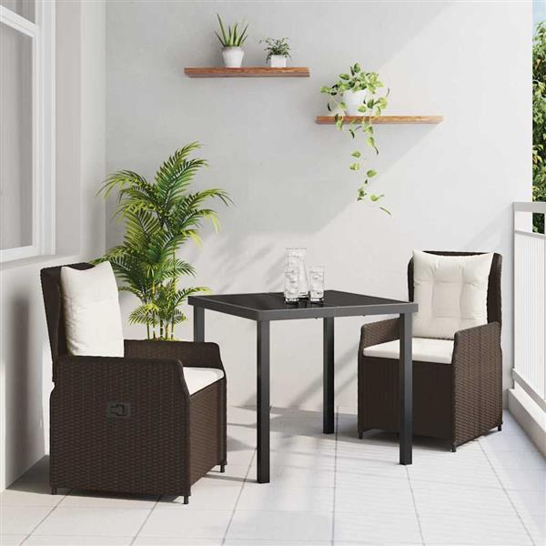 Grote foto vidaxl tuin eetset 3 pcs bruin poly rattan tuin en terras tuinmeubelen