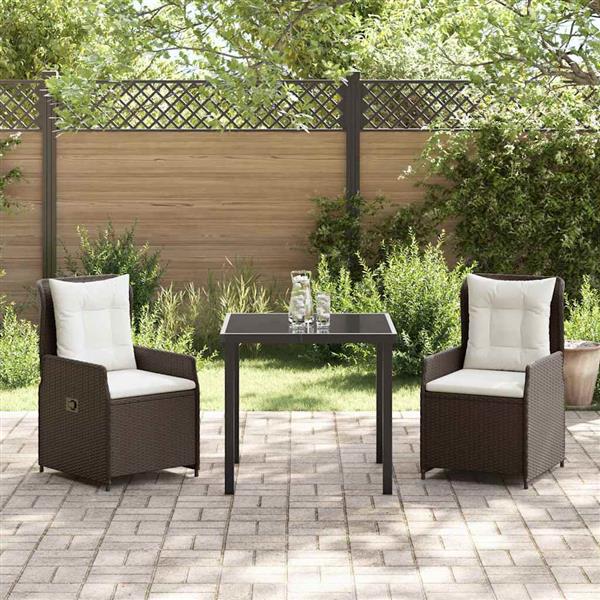 Grote foto vidaxl tuin eetset 3 pcs bruin poly rattan tuin en terras tuinmeubelen