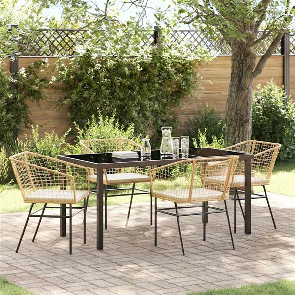 Grote foto vidaxl tuin eetset 5 pcs bruin poly rattan tuin en terras tuinmeubelen