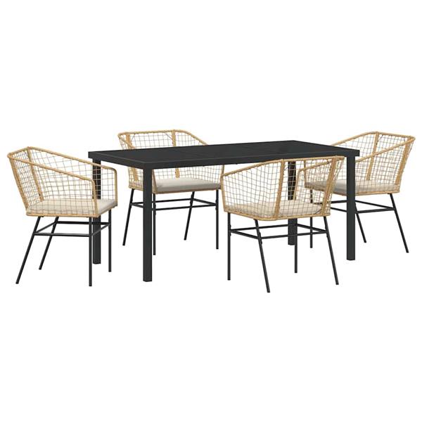 Grote foto vidaxl tuin eetset 5 pcs bruin poly rattan tuin en terras tuinmeubelen