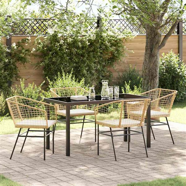 Grote foto vidaxl tuin eetset 5 pcs bruin poly rattan tuin en terras tuinmeubelen