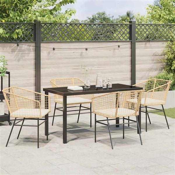 Grote foto vidaxl tuin eetset 5 pcs bruin poly rattan tuin en terras tuinmeubelen