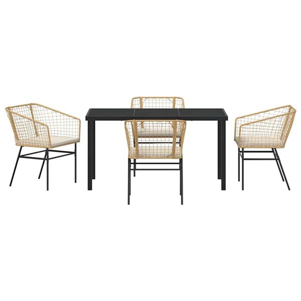 Grote foto vidaxl tuin eetset 5 pcs bruin poly rattan tuin en terras tuinmeubelen