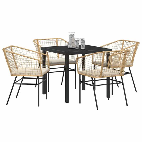 Grote foto vidaxl tuin eetset 5 pcs bruin poly rattan tuin en terras tuinmeubelen