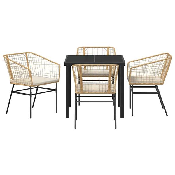 Grote foto vidaxl tuin eetset 5 pcs bruin poly rattan tuin en terras tuinmeubelen