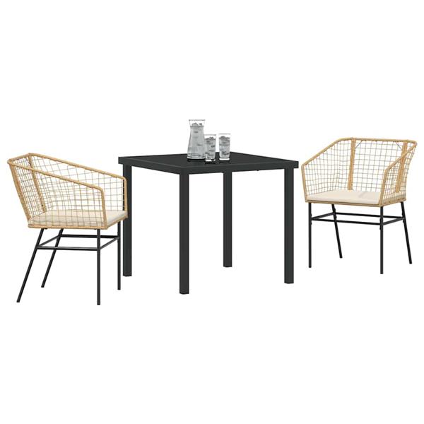 Grote foto vidaxl tuin eetset 3 pcs bruin poly rattan tuin en terras tuinmeubelen