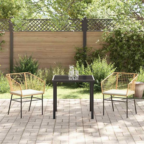 Grote foto vidaxl tuin eetset 3 pcs bruin poly rattan tuin en terras tuinmeubelen