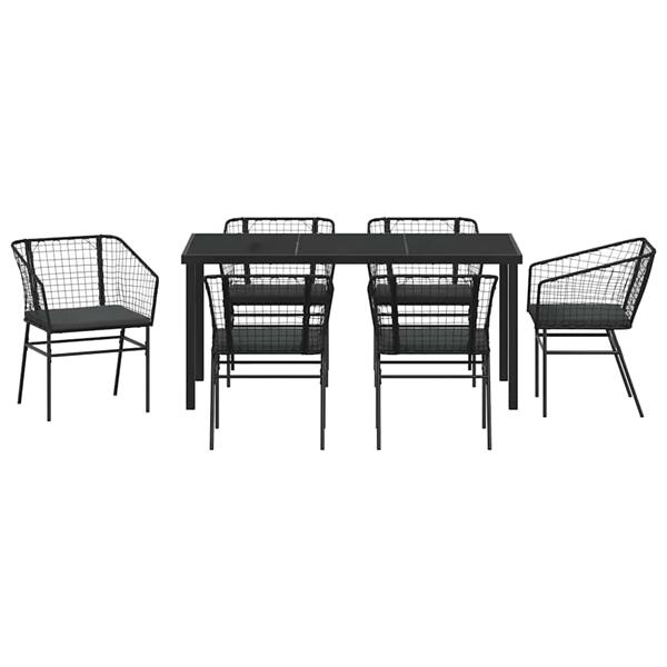 Grote foto vidaxl tuin eetset 7 pcs zwart poly rattan tuin en terras tuinmeubelen