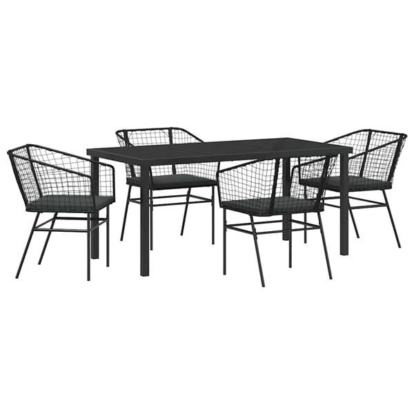 Grote foto vidaxl tuin eetset 5 pcs zwart poly rattan tuin en terras tuinmeubelen